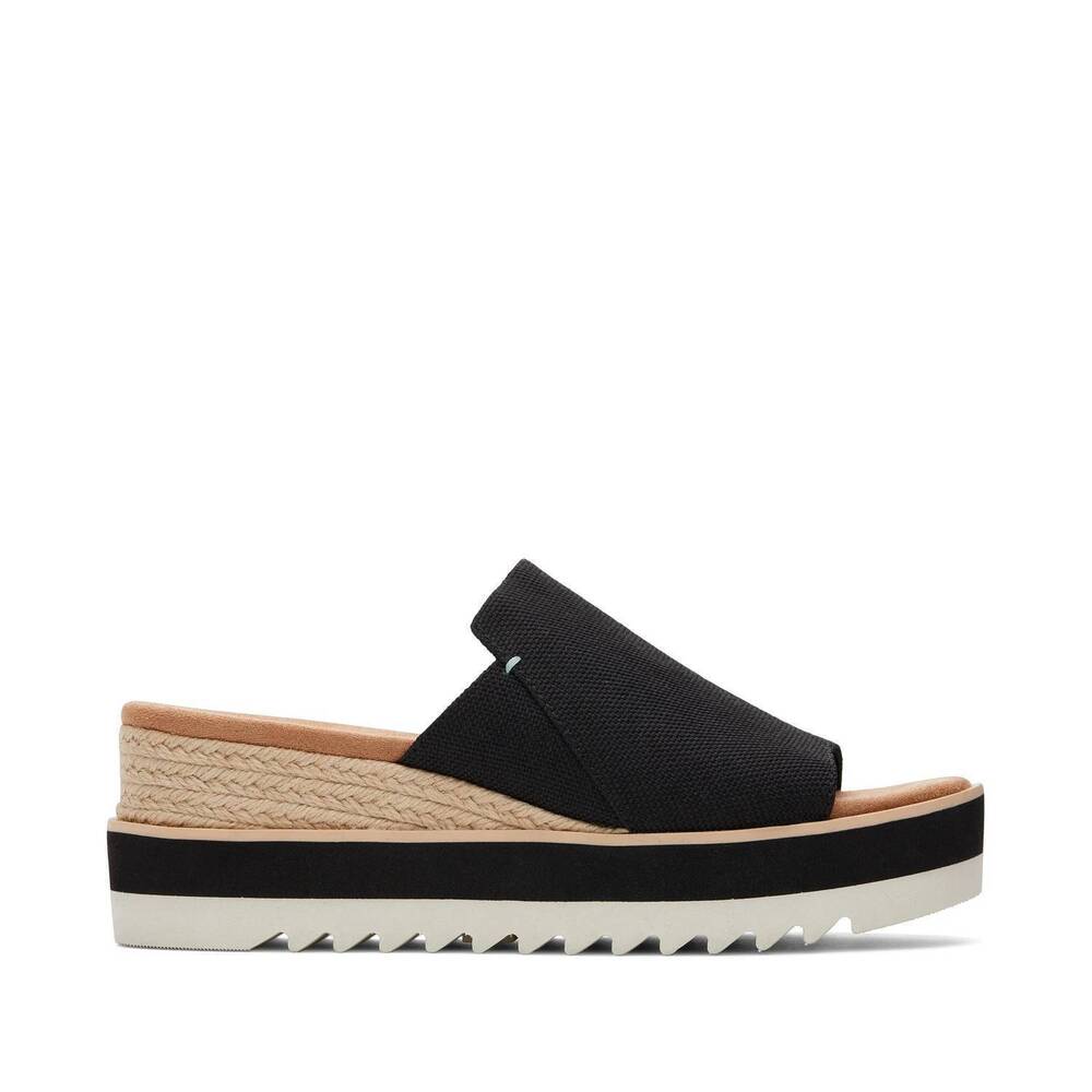 NEW TOMS women's diana wedge mules sandal in black